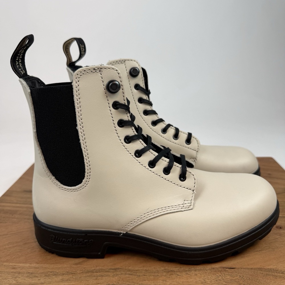 New Womens Blundstone 2324 Elastic‎ Leather Oat Ankle Boots Size 8.5 M